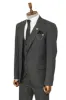 3 -Piece Single Button Peak Lapel Dark Grey Men Suit - Wessi sold by Wessi