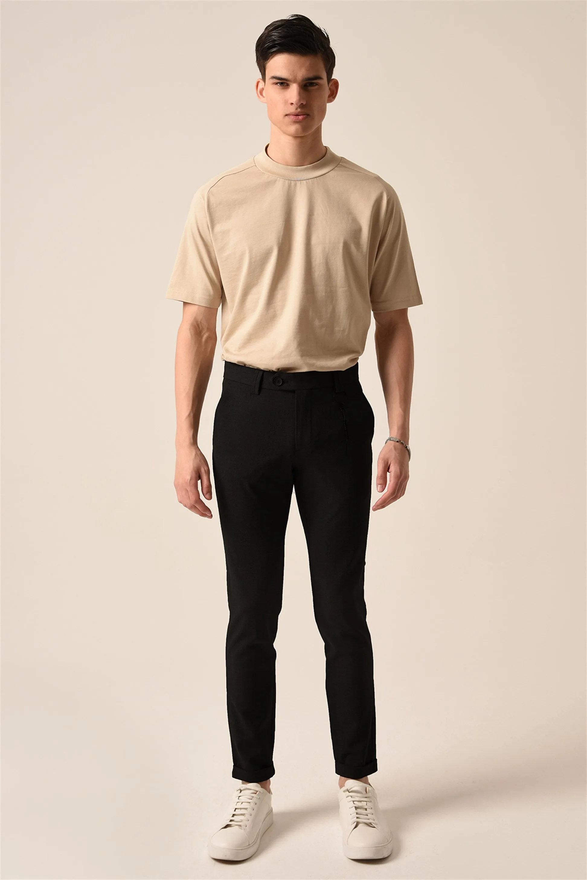 Men's Black Slim Fit Accessory Trousers - Wessi sold by Wessi