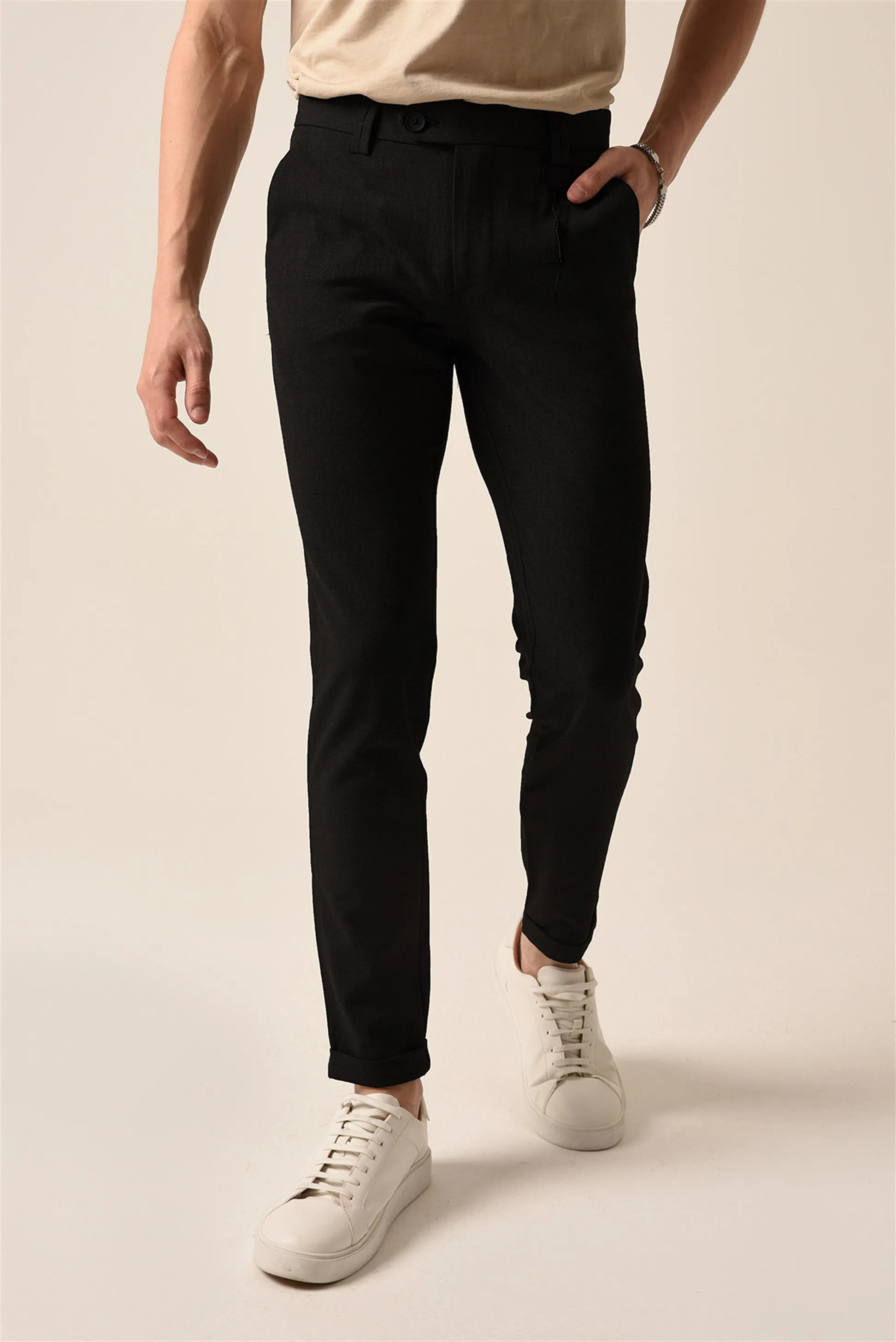Men's Black Slim Fit Accessory Trousers - Wessi sold by Wessi product image thumbnail 2