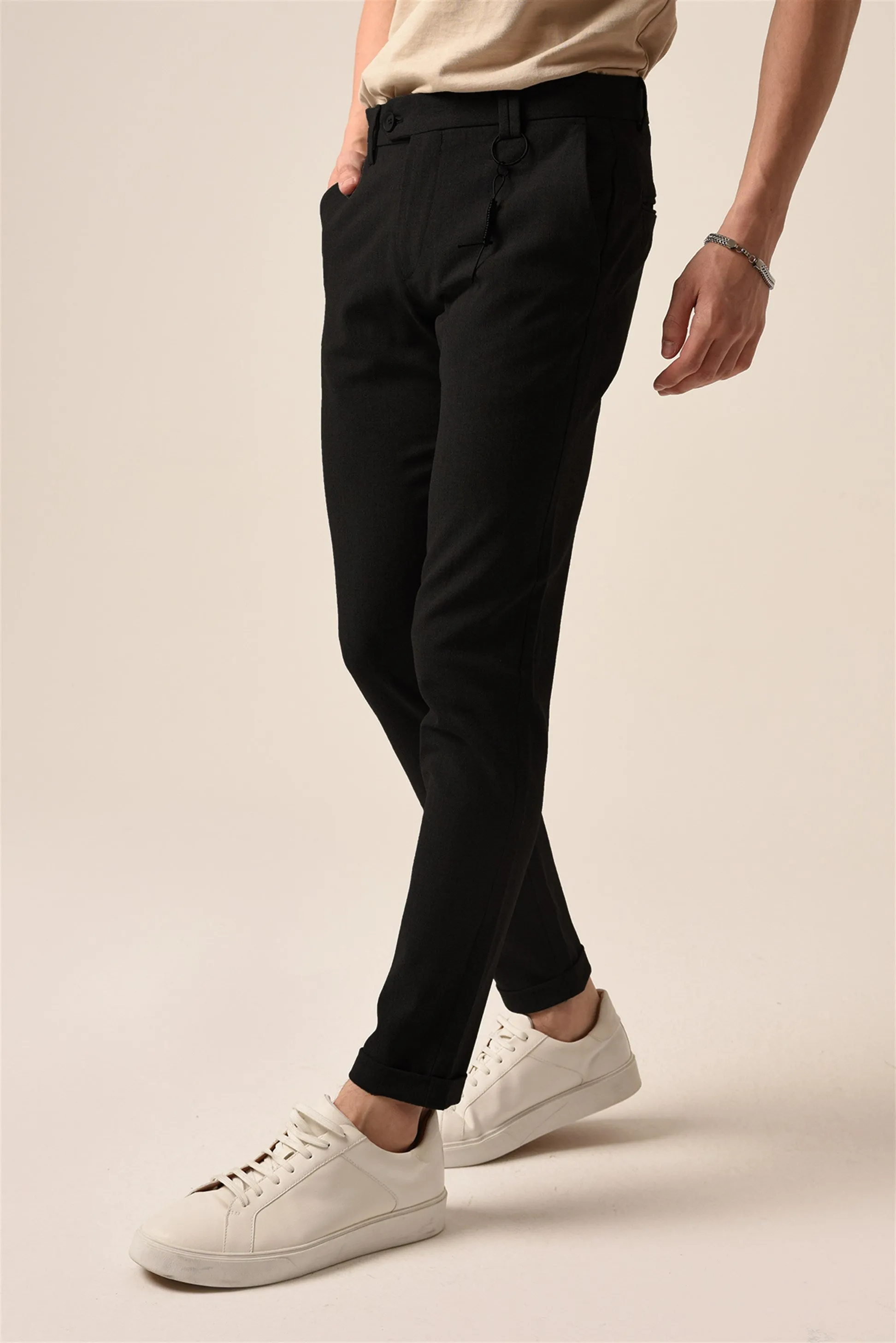 Men's Black Slim Fit Accessory Trousers - Wessi sold by Wessi product image thumbnail 3