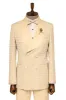 Satin Shawl Collar Patterned Double Breasted  Champagne Men Tuxedo Suit - Wessi sold by Wessi