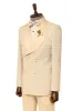 Satin Shawl Collar Patterned Double Breasted  Champagne Men Tuxedo Suit - Wessi sold by Wessi