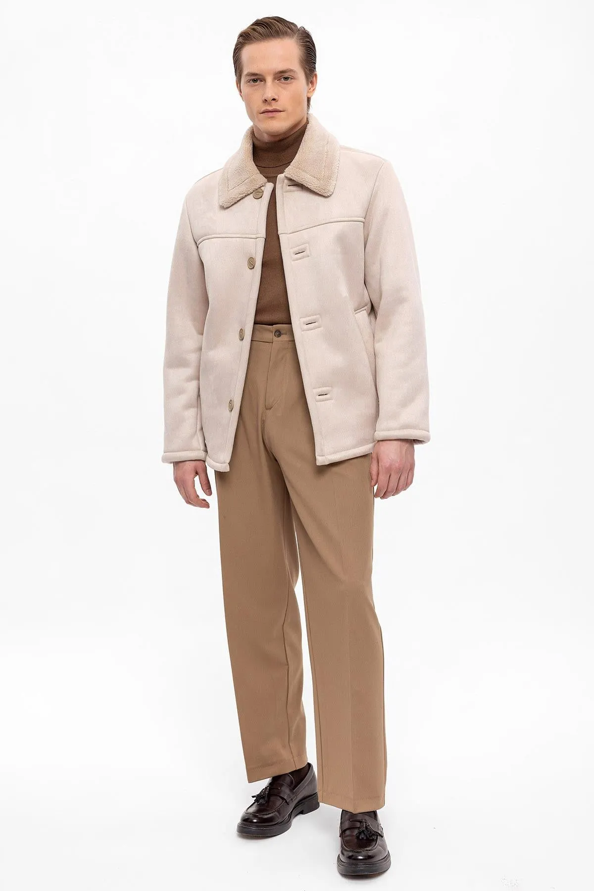 Lined Suede Men's Beige Jacket - Wessi sold by Wessi product image thumbnail 3