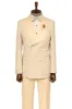 Satin Shawl Collar Patterned Double Breasted  Champagne Men Tuxedo Suit - Wessi sold by Wessi