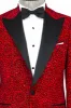 Glitter Floral Patterned Burgundy Men Party Blazer - Wessi sold by Wessi