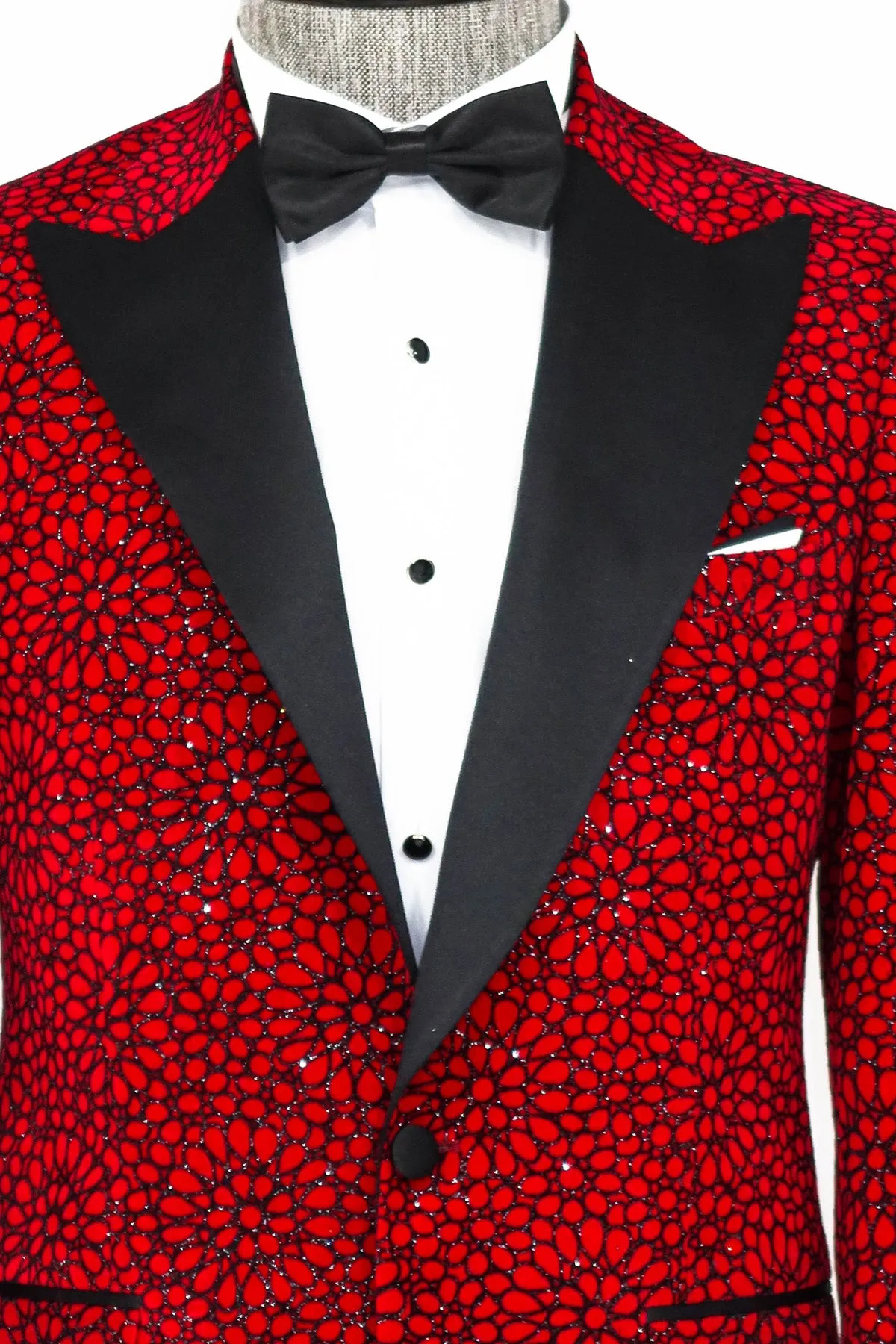 Glitter Floral Patterned Burgundy Men Party Blazer - Wessi sold by Wessi product image thumbnail 2