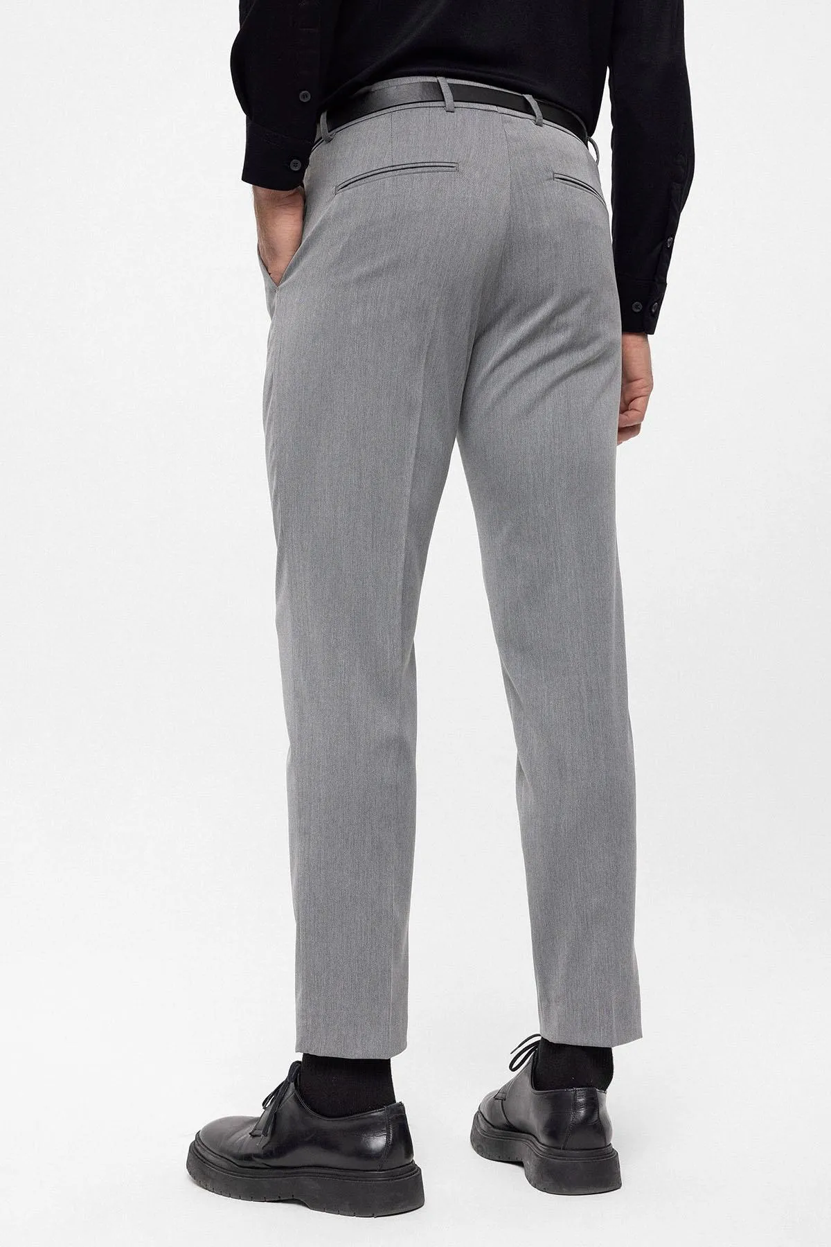 Grey Belted High Waist Men's Trousers - Wessi sold by Wessi product image thumbnail 5