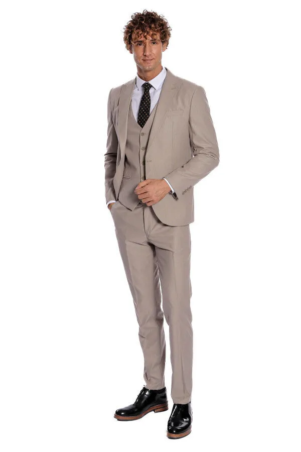 Plain Slim Fit Light Brown Men Suit - Wessi sold by Wessi product image thumbnail 2