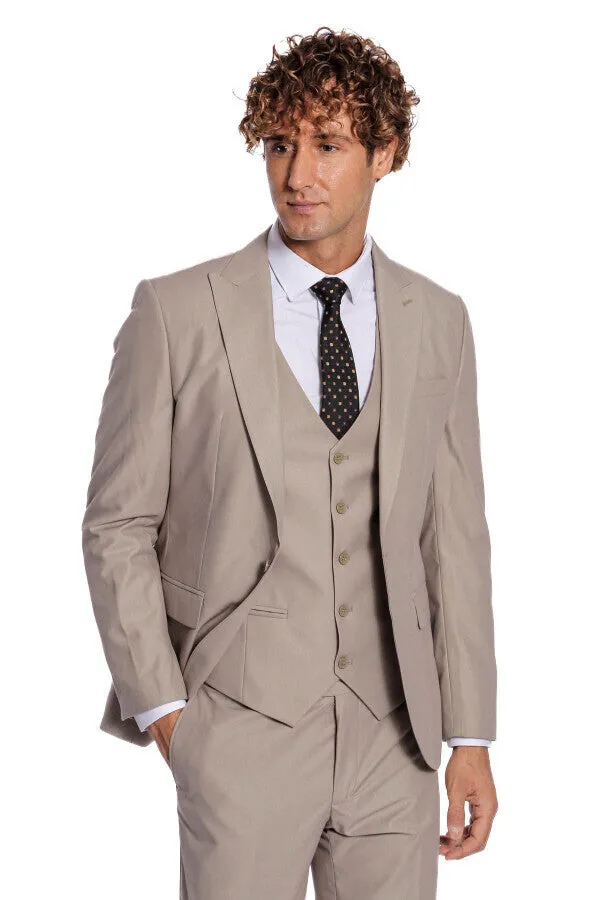Plain Slim Fit Light Brown Men Suit - Wessi sold by Wessi product image thumbnail 5