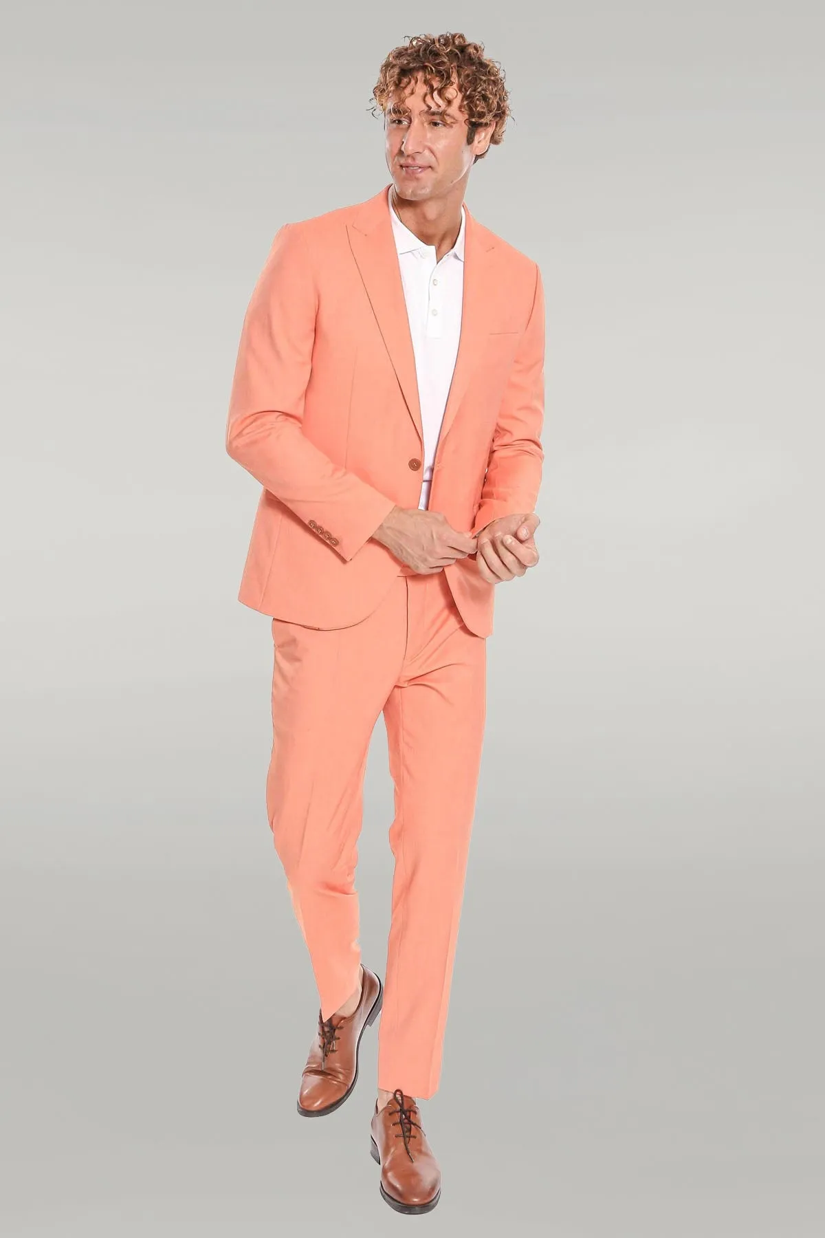 2 Piece Patterned Slim Fit Orange Men Suit - Wessi sold by Wessi product image thumbnail 2