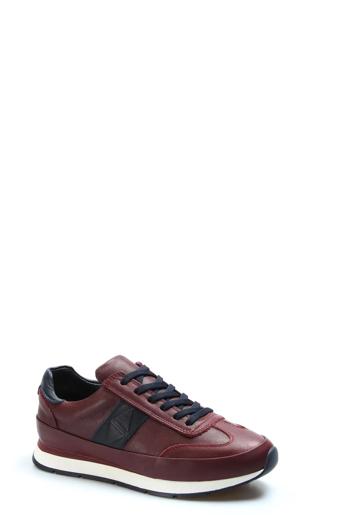 Men's Burgundy Leather Casual Sneakers-Wessi sold by Wessi product image thumbnail 3