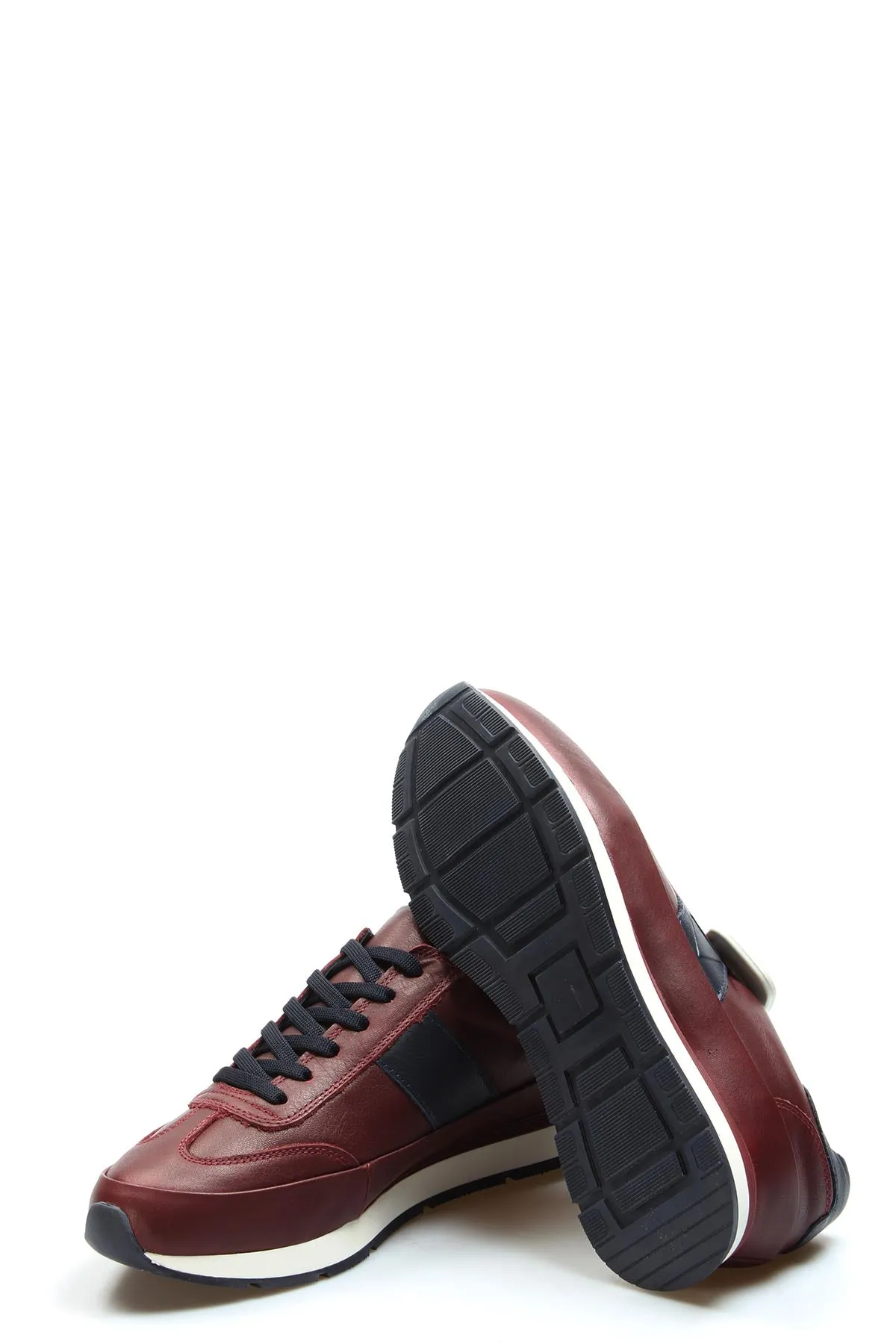 Men's Burgundy Leather Casual Sneakers-Wessi sold by Wessi product image thumbnail 4