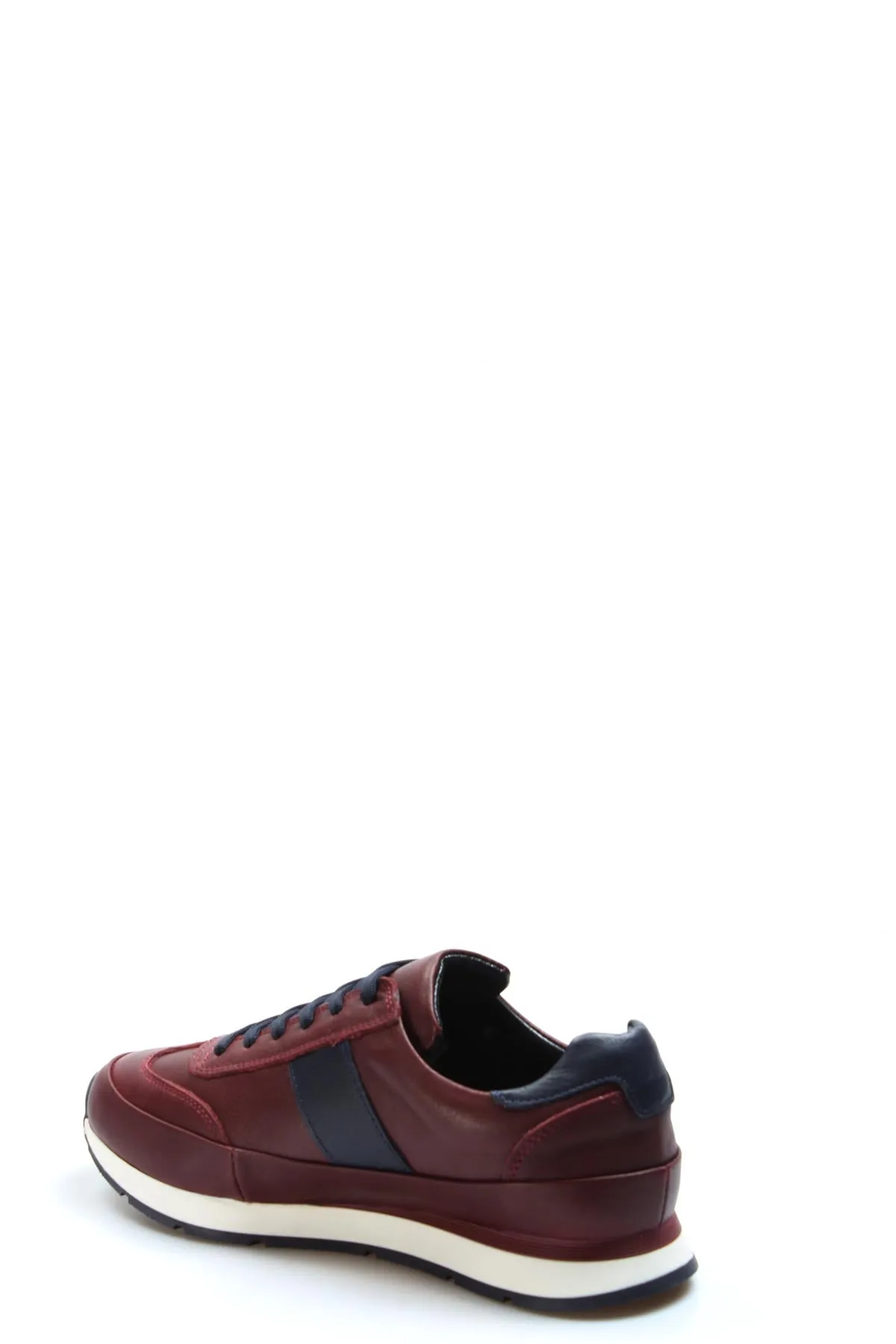 Men's Burgundy Leather Casual Sneakers-Wessi sold by Wessi product image thumbnail 2