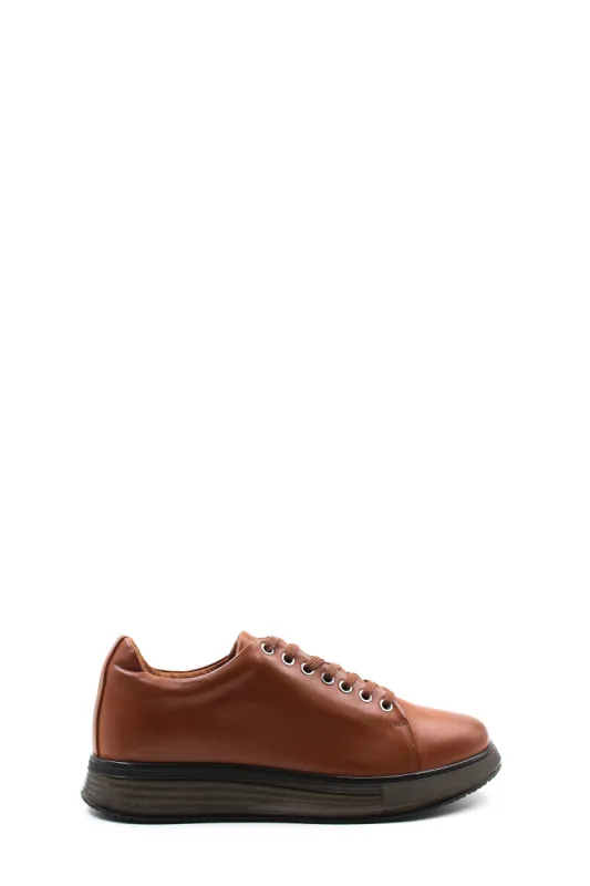 Men's Brown Leather Sneakers with Cushioned Sole - Wessi sold by Wessi