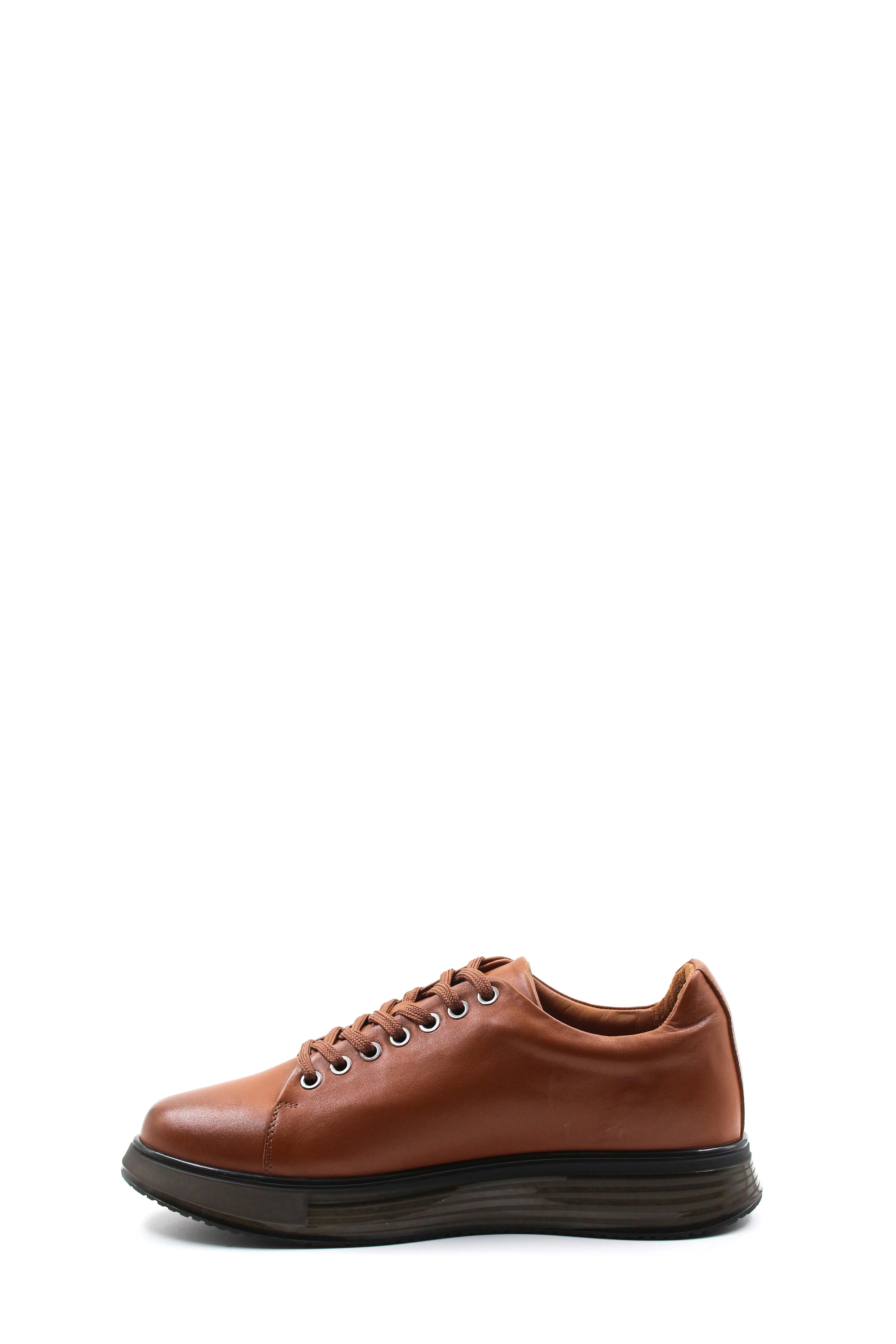 Men's Brown Leather Sneakers with Cushioned Sole - Wessi sold by Wessi product image thumbnail 2