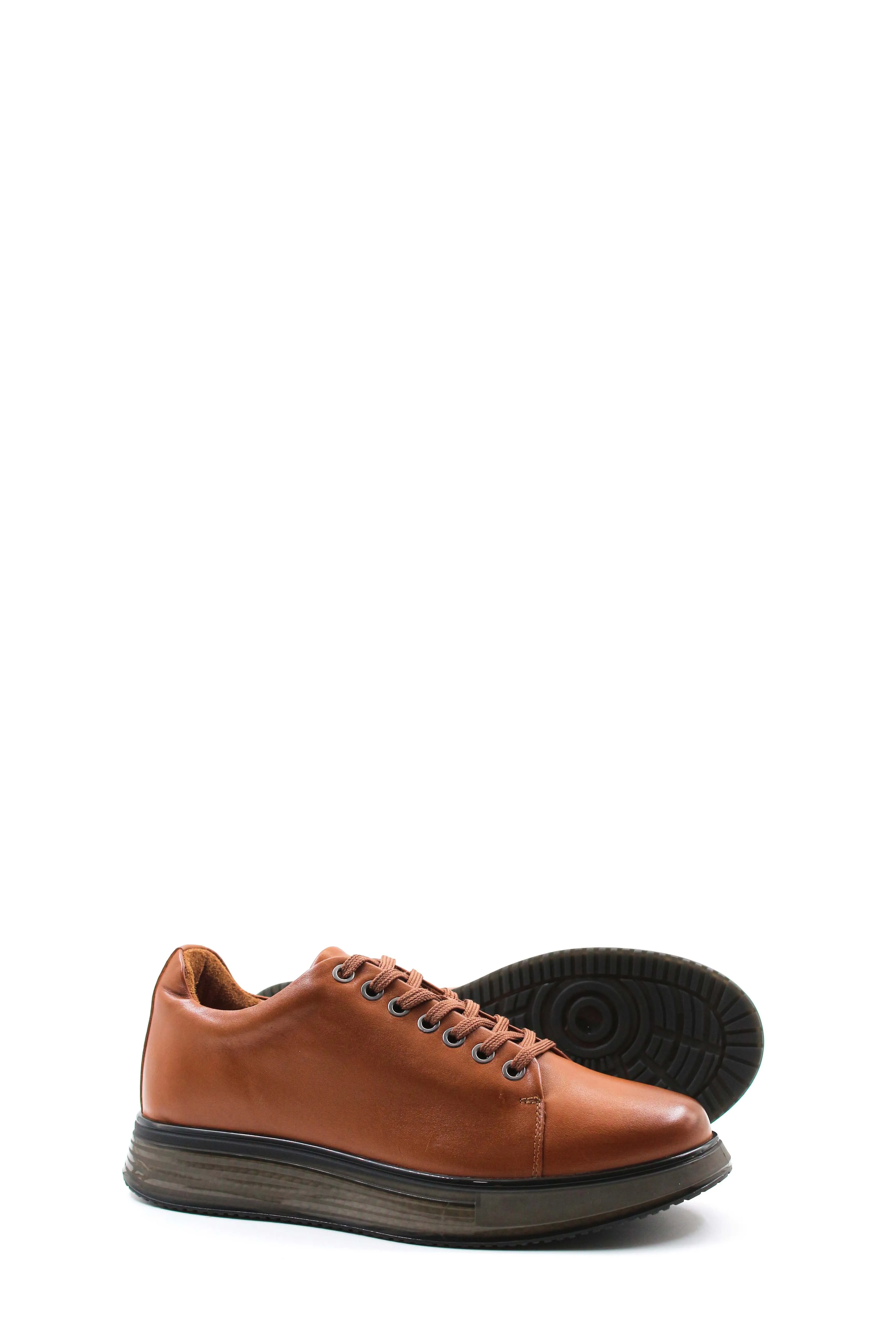 Men's Brown Leather Sneakers with Cushioned Sole - Wessi sold by Wessi product image thumbnail 3