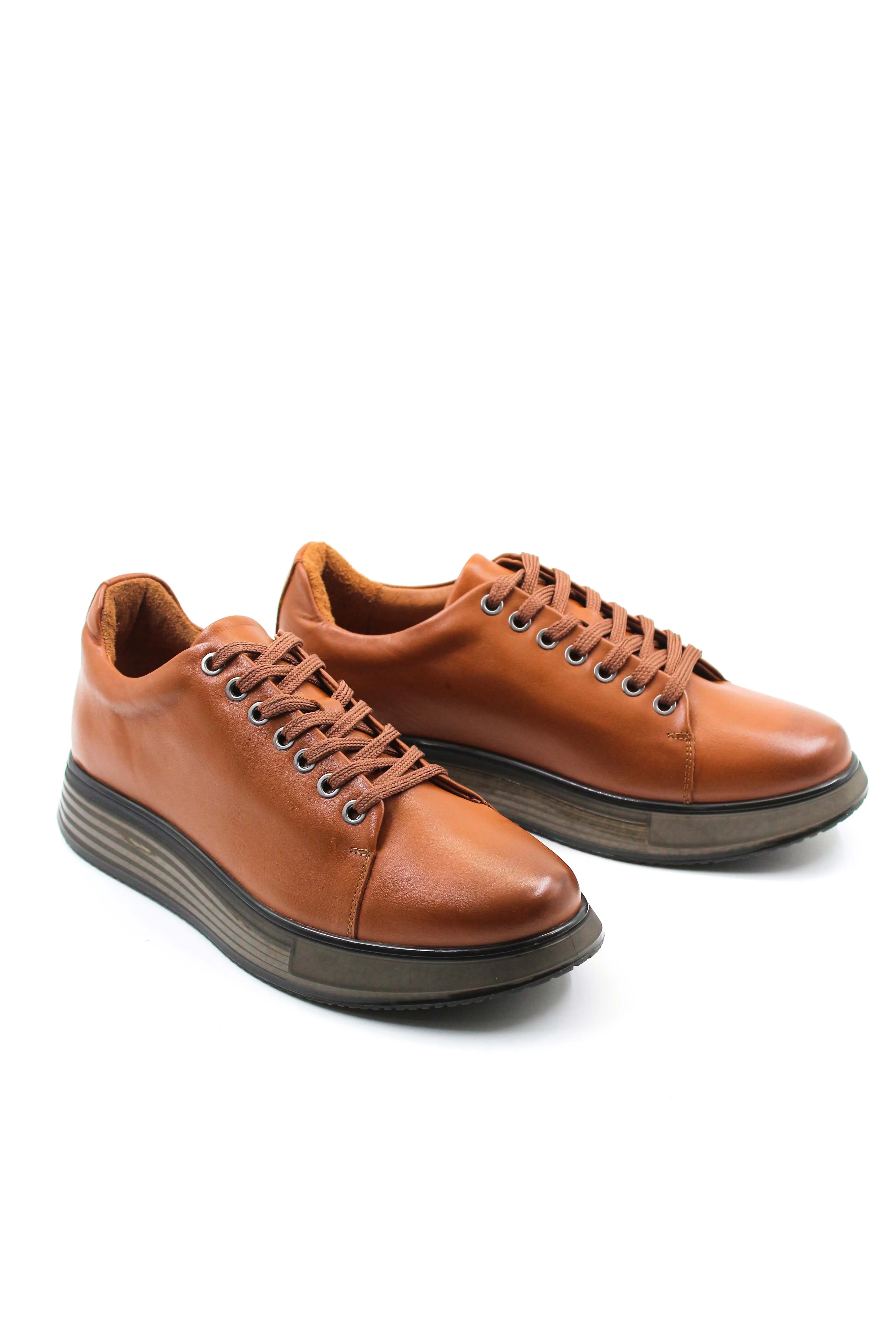 Men's Brown Leather Sneakers with Cushioned Sole - Wessi sold by Wessi product image thumbnail 4