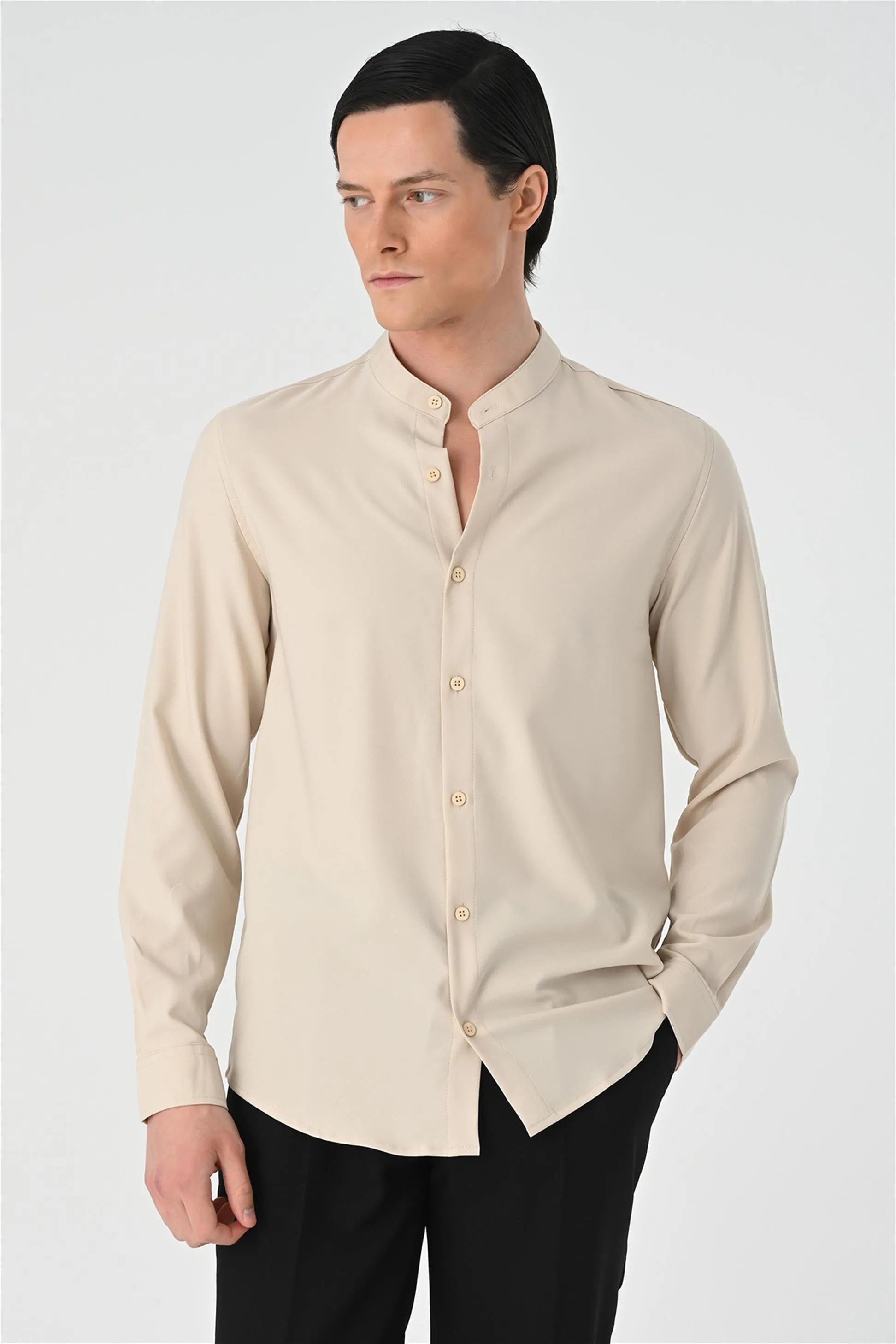 Men's Beige Regular Fit Classic Collar Shirt - Wessi sold by Wessi product image thumbnail 3