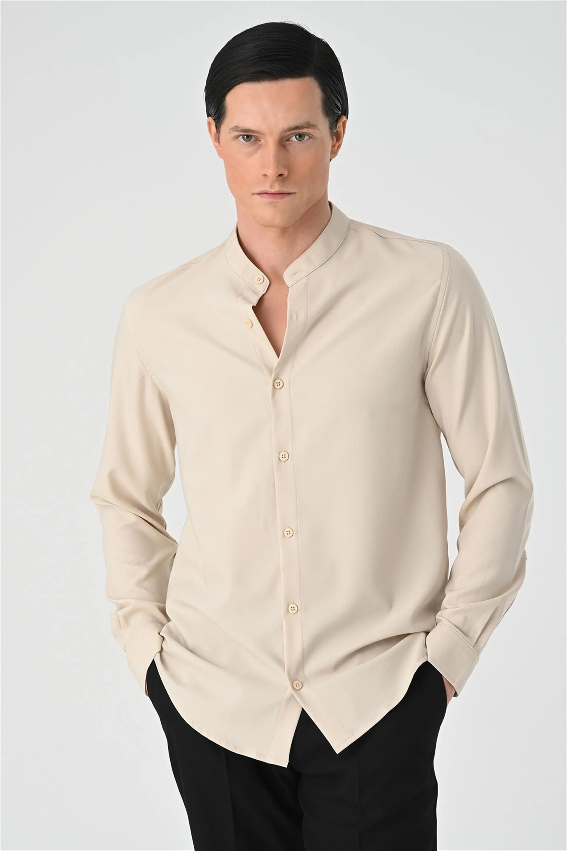 Men's Beige Regular Fit Classic Collar Shirt - Wessi sold by Wessi product image thumbnail 4