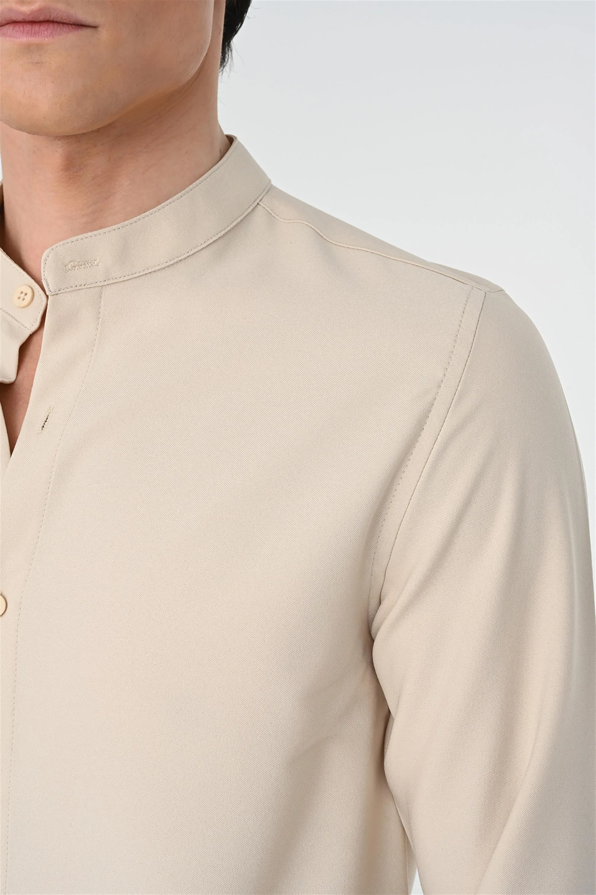 Men's Beige Regular Fit Classic Collar Shirt - Wessi sold by Wessi product image thumbnail 5