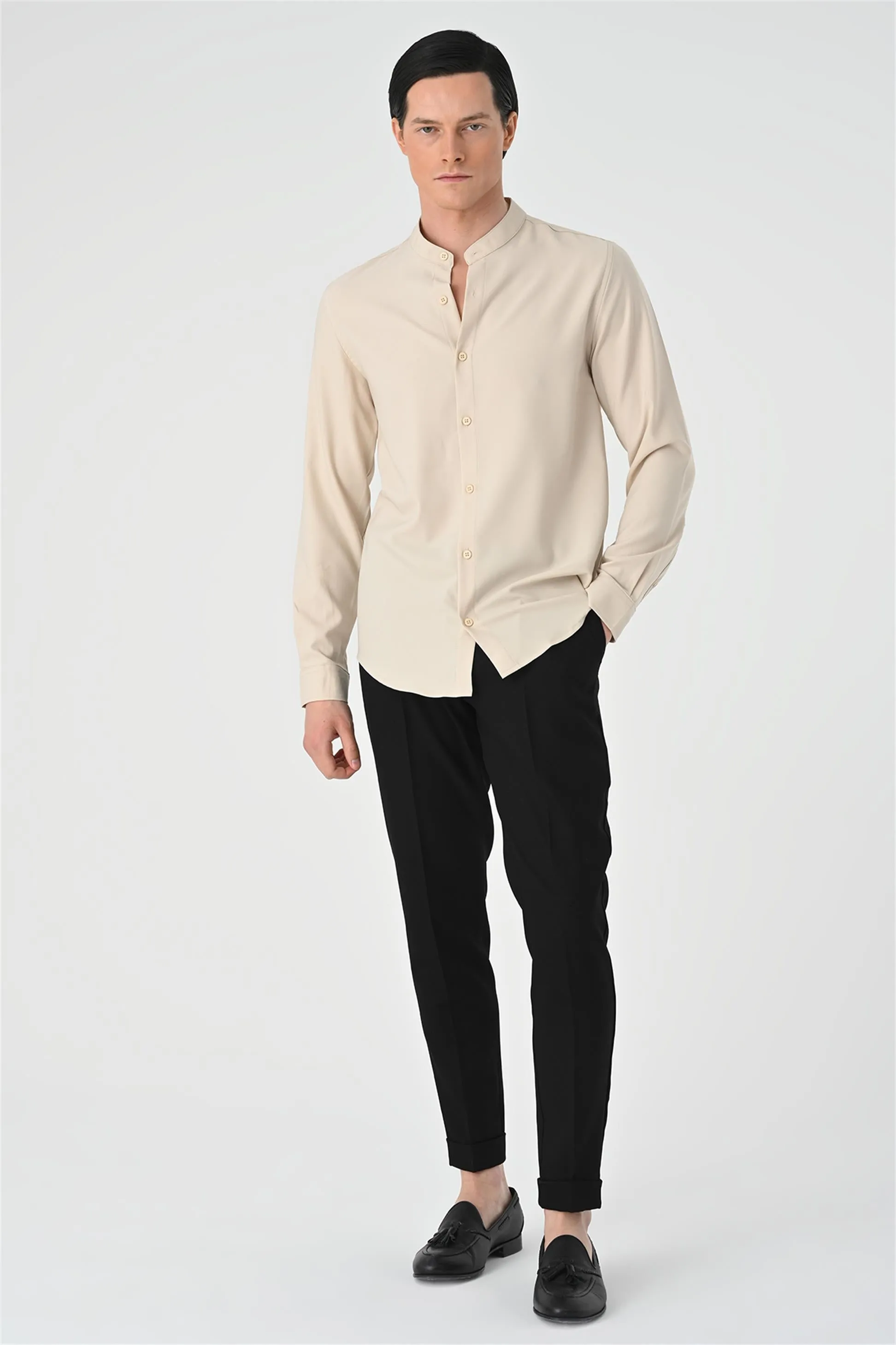 Men's Beige Regular Fit Classic Collar Shirt - Wessi sold by Wessi product image thumbnail 2