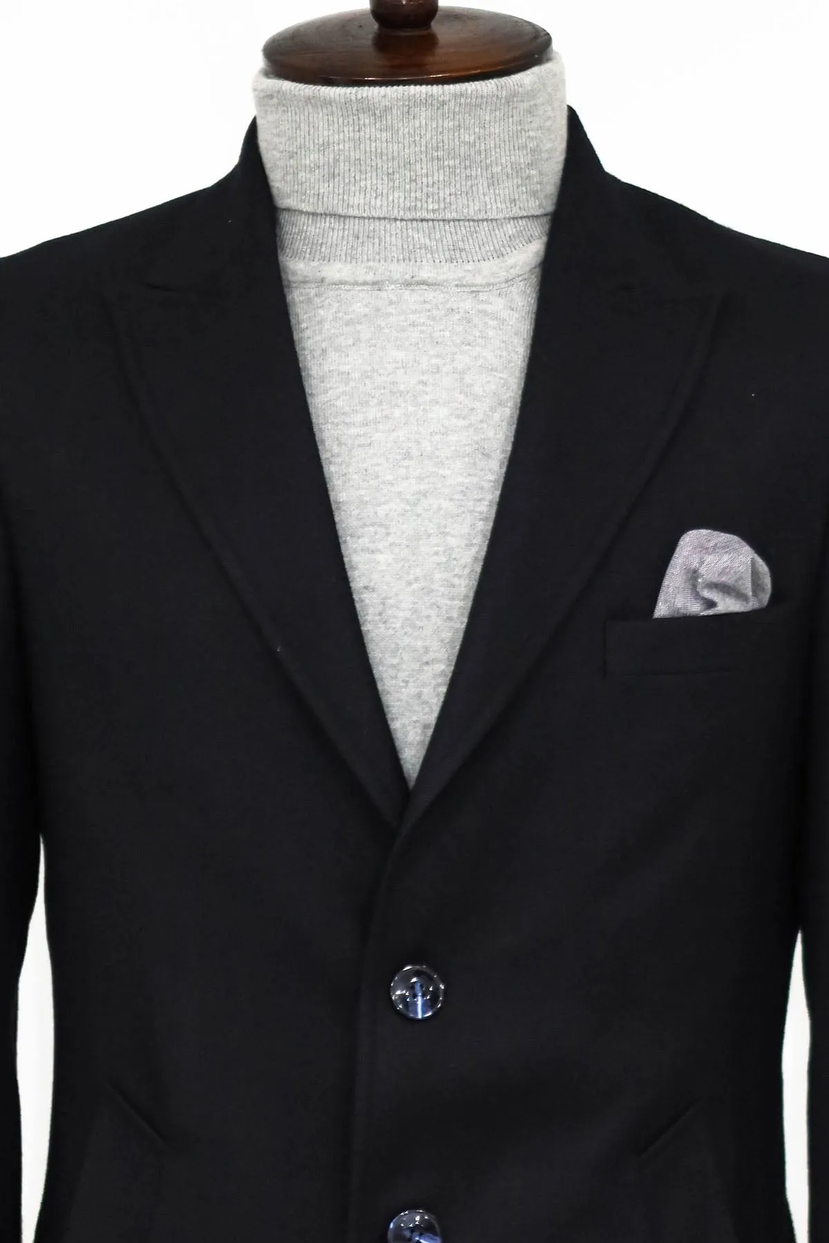 Cachet Slim Fit Wide Lapel Charcoal Men Coat - Wessi sold by Wessi product image thumbnail 2