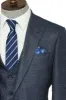 3 -Piece Single Button Peak Lapel Grey Blue Men Suit - Wessi sold by Wessi