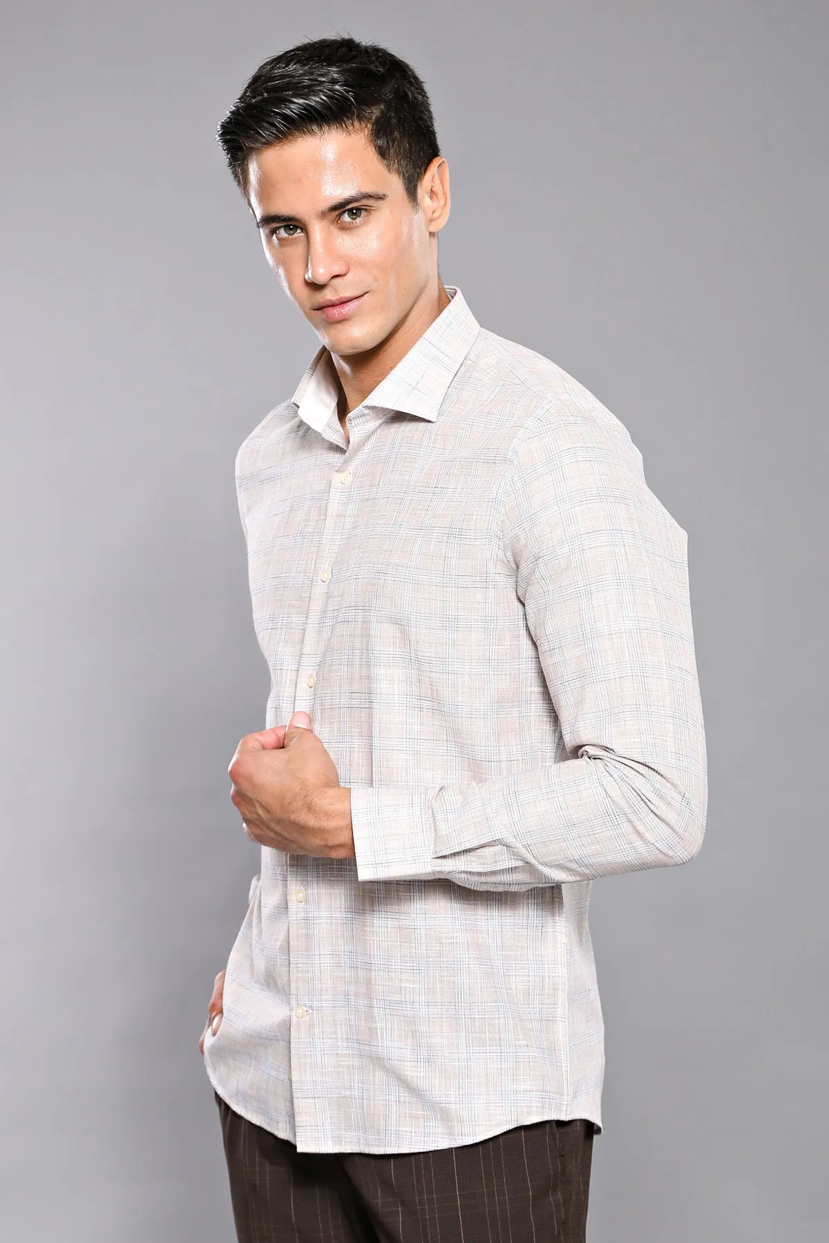 Checked Beige Shirt - Wessi sold by Wessi product image thumbnail 3