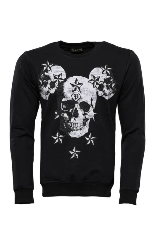 Black Skulls Printed Sweatshirt - Wessi sold by Wessi