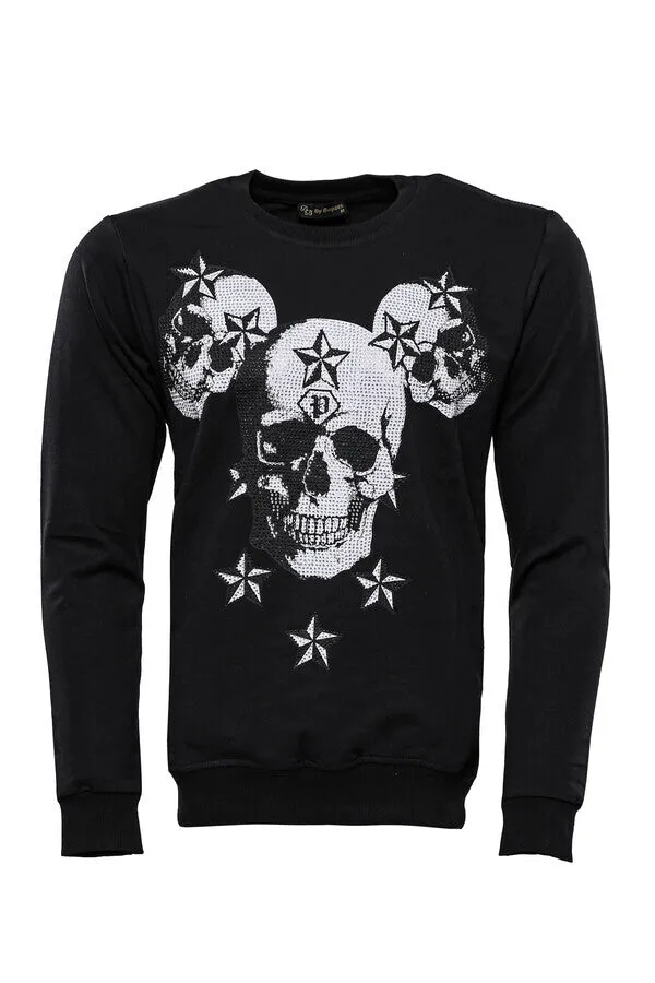 Black Skulls Printed Sweatshirt - Wessi sold by Wessi
