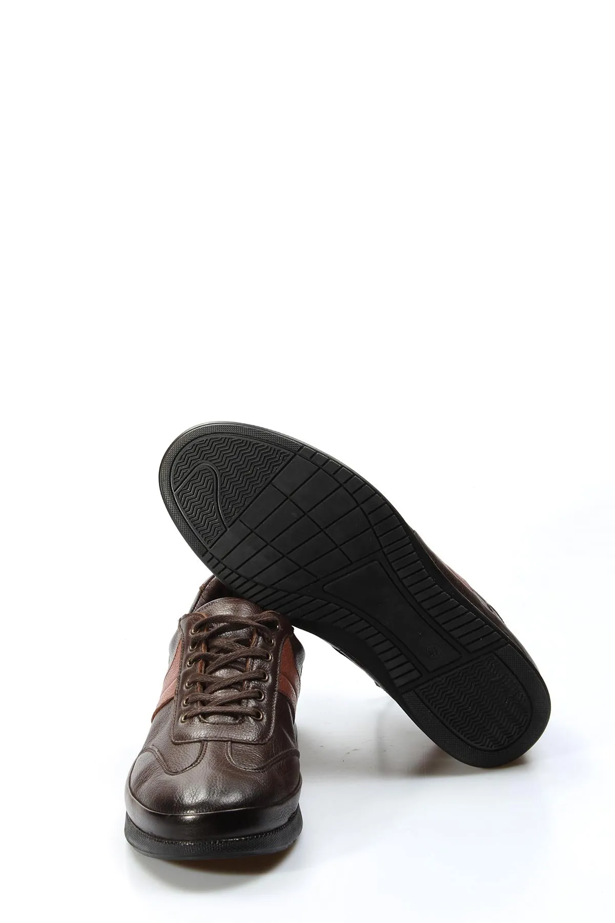Men's Brown Leather Sneakers with Dual Stripes and Comfortable Sole - Wessi sold by Wessi product image thumbnail 4