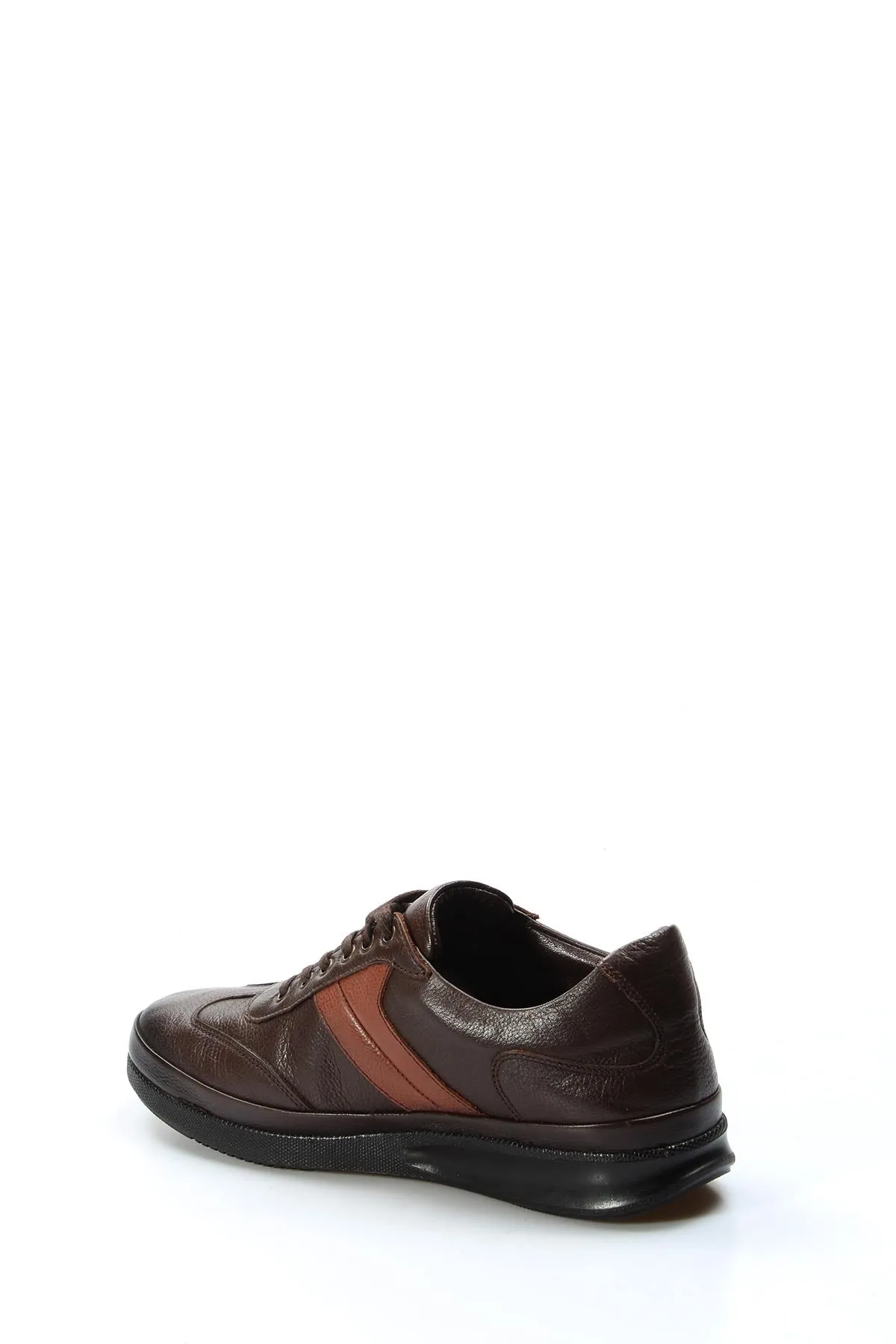 Men's Brown Leather Sneakers with Dual Stripes and Comfortable Sole - Wessi sold by Wessi product image thumbnail 2