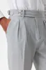 Men's Grey High-Waist Pleated Textured Pants - Wessi sold by Wessi