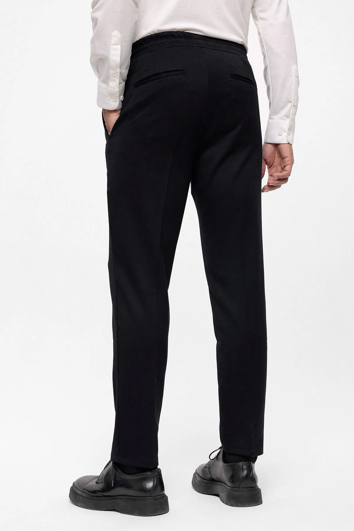 Men's Black Elastic High Waist Trousers - Wessi sold by Wessi product image thumbnail 4