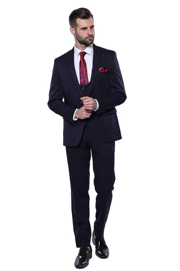 Patterned Navy Blue Vested Suit | Wessi sold by Wessi product image thumbnail 2