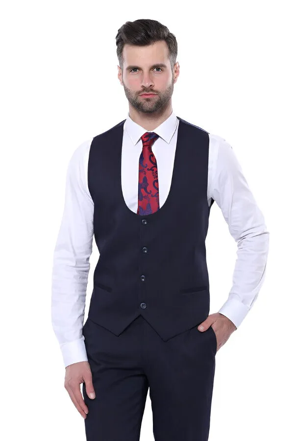 Patterned Navy Blue Vested Suit | Wessi sold by Wessi product image thumbnail 5