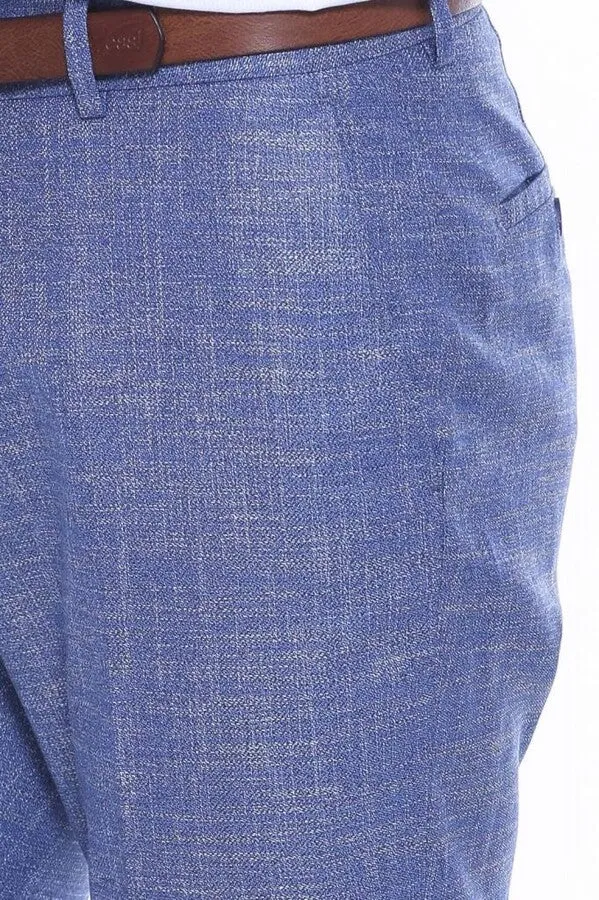 Blue Self Patterned Fabric Trouser - Wessi sold by Wessi product image thumbnail 4