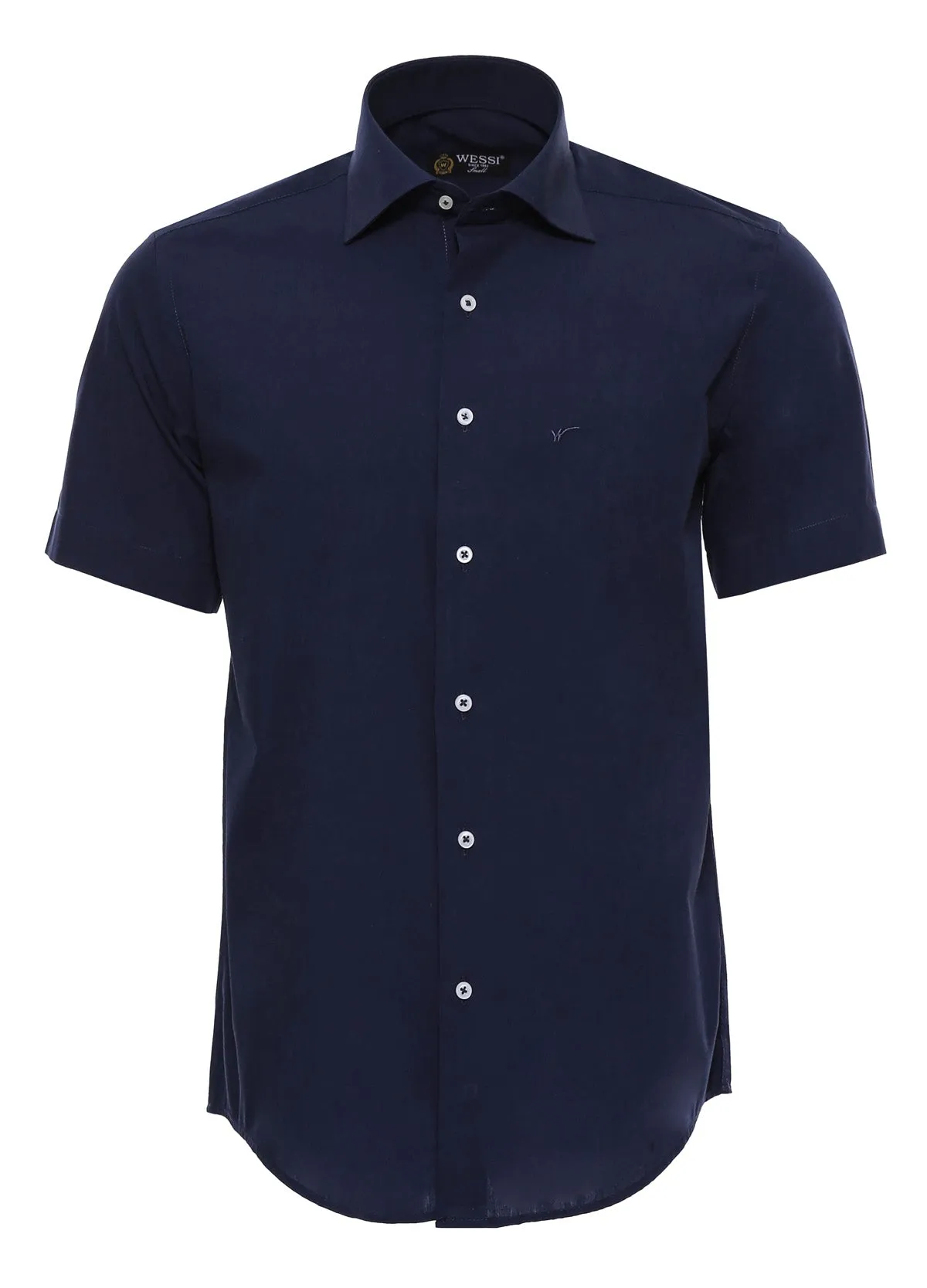 Short Sleeve Poly Cotton Slim Fit Navy Blue Men Shirt - Wessi sold by Wessi product image thumbnail 4