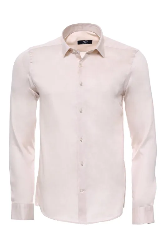 Slim Fit Long Sleeve Ivory Men Shirt - Wessi sold by Wessi