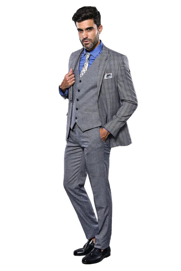 Plaid Navy Slim-Fit Vested Suit | Wessi sold by Wessi product image thumbnail 2