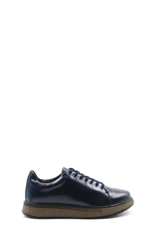 Men's Navy Leather Sneakers with Transparent Sole - Wessi sold by Wessi