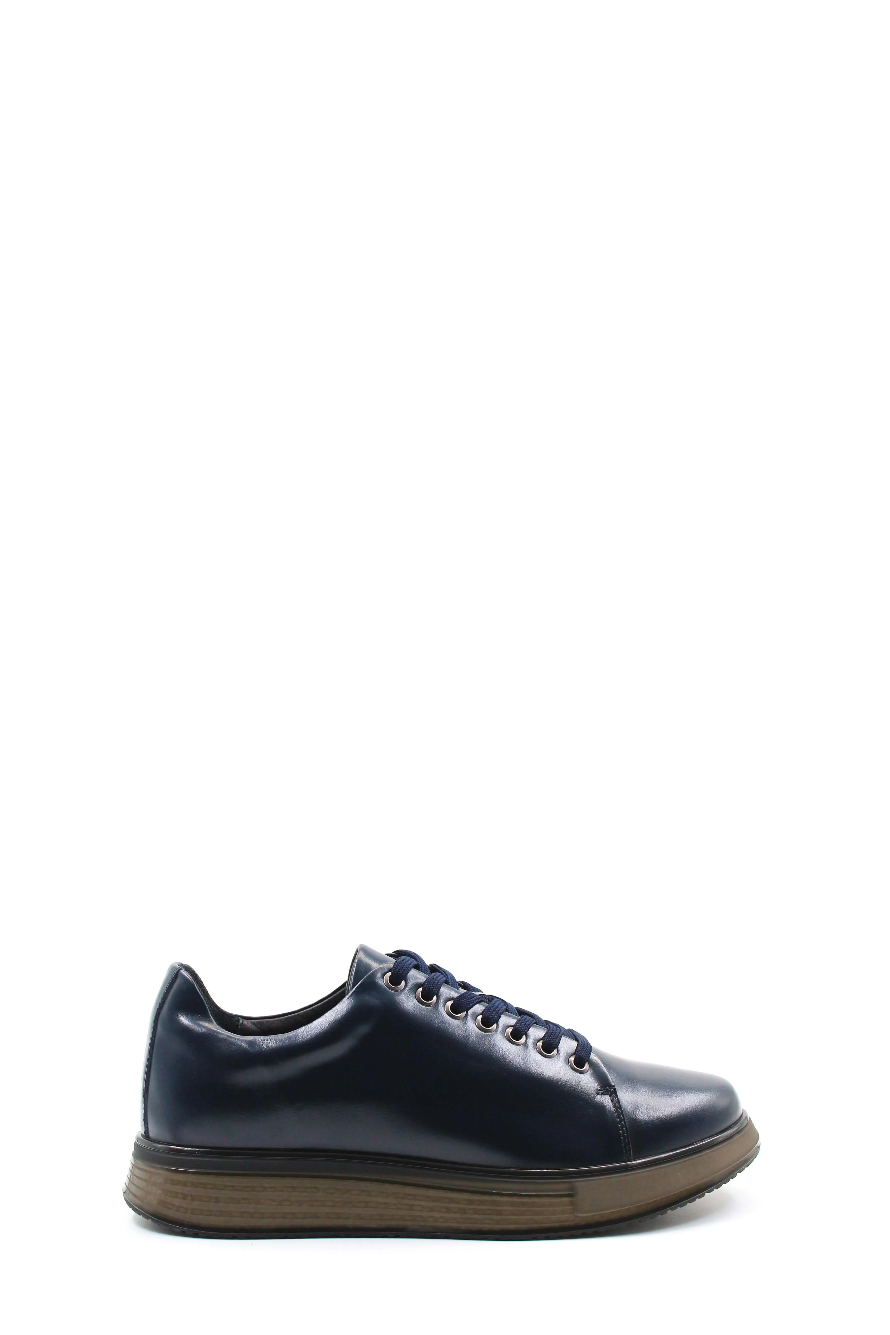 Men's Navy Leather Sneakers with Transparent Sole - Wessi sold by Wessi