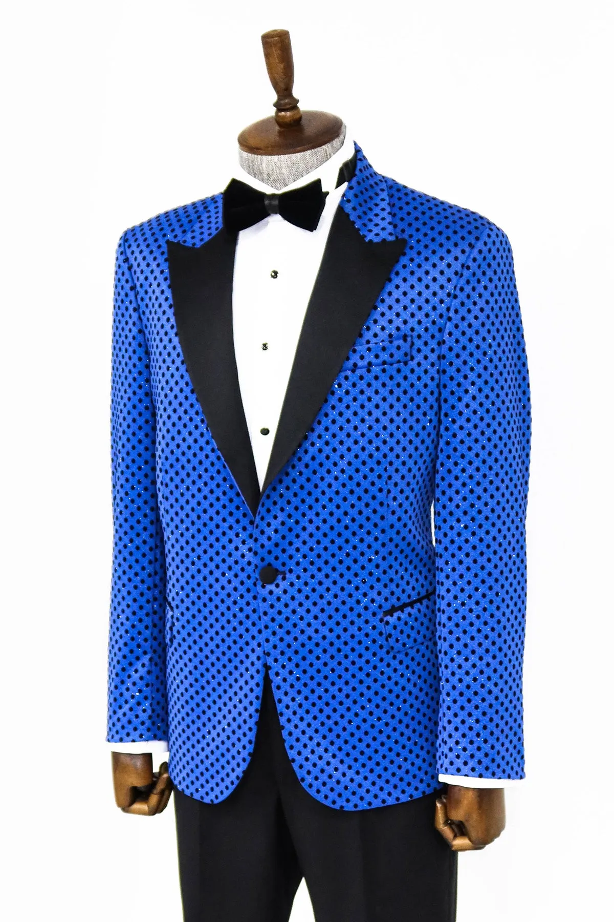 Sequin Dot Patterned Sax Blue Men Party Jackets - Wessi sold by Wessi product image thumbnail 3
