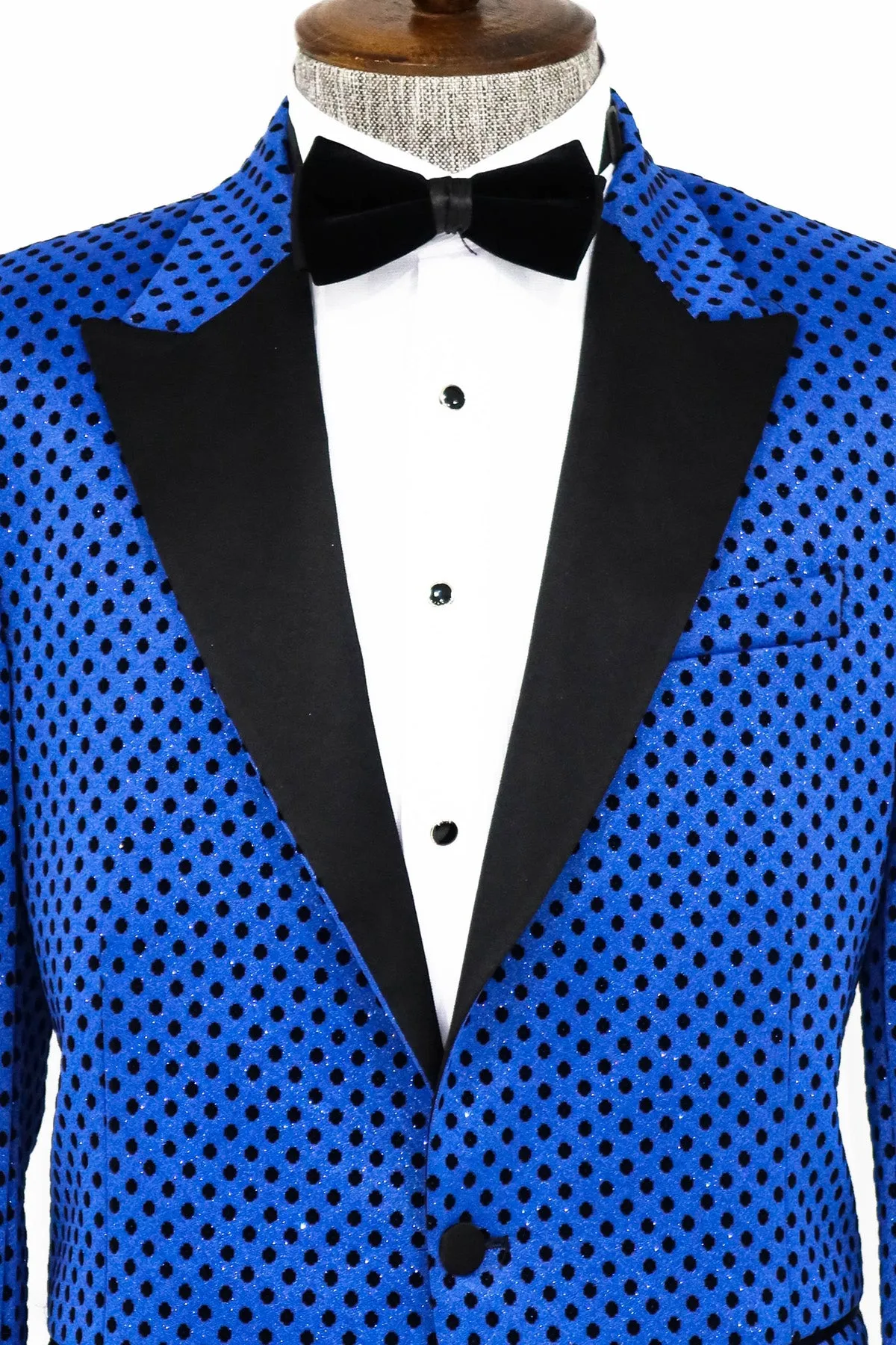 Sequin Dot Patterned Sax Blue Men Party Jackets - Wessi sold by Wessi product image thumbnail 2
