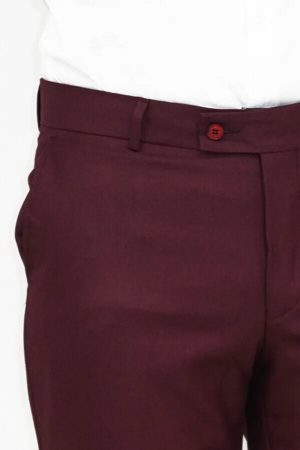 Slim Fit Plain Burgundy Men Pants - Wessi sold by Wessi product image thumbnail 2