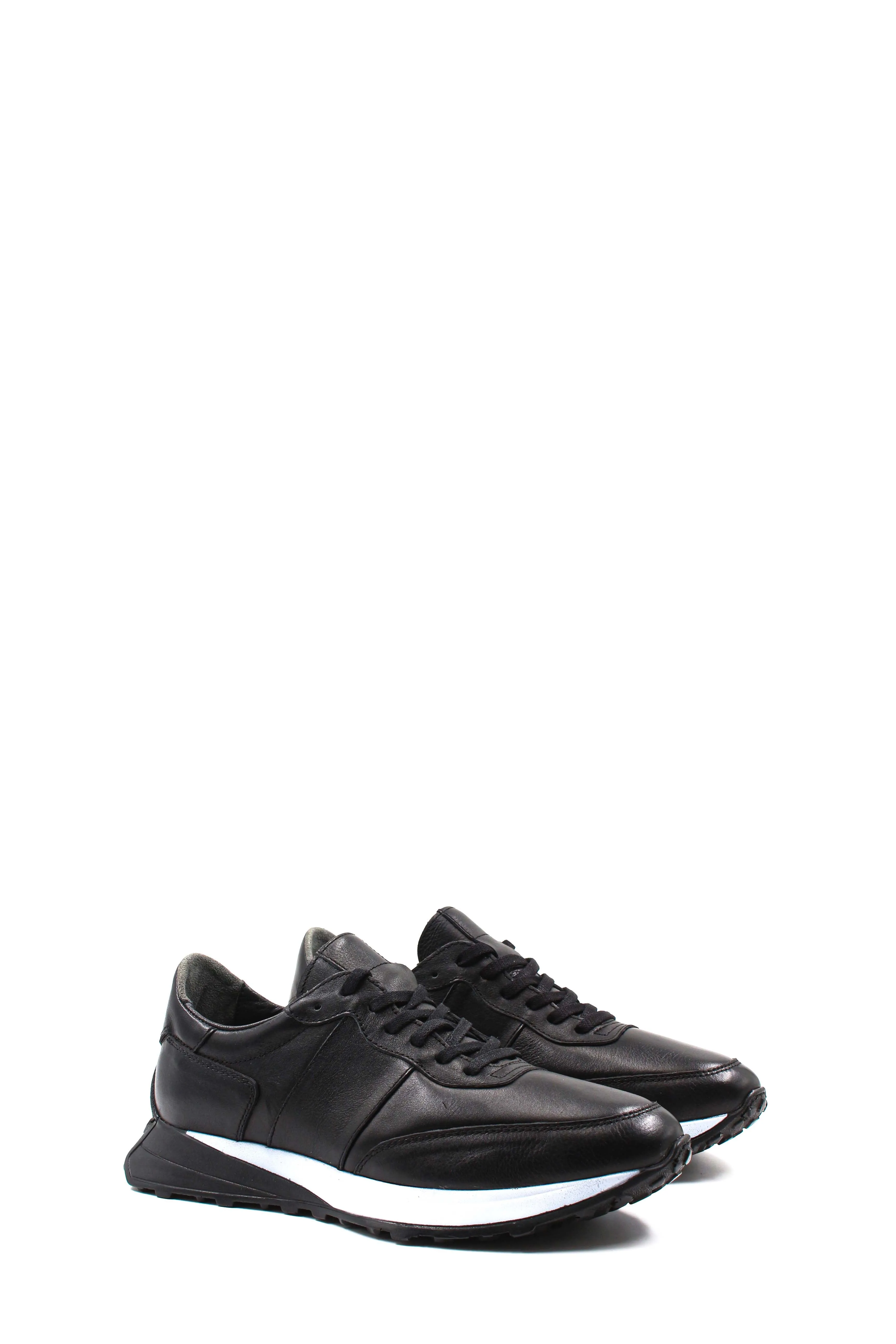 Men's Black Leather Sneakers with Cushioned Sole - Wessi sold by Wessi product image thumbnail 5