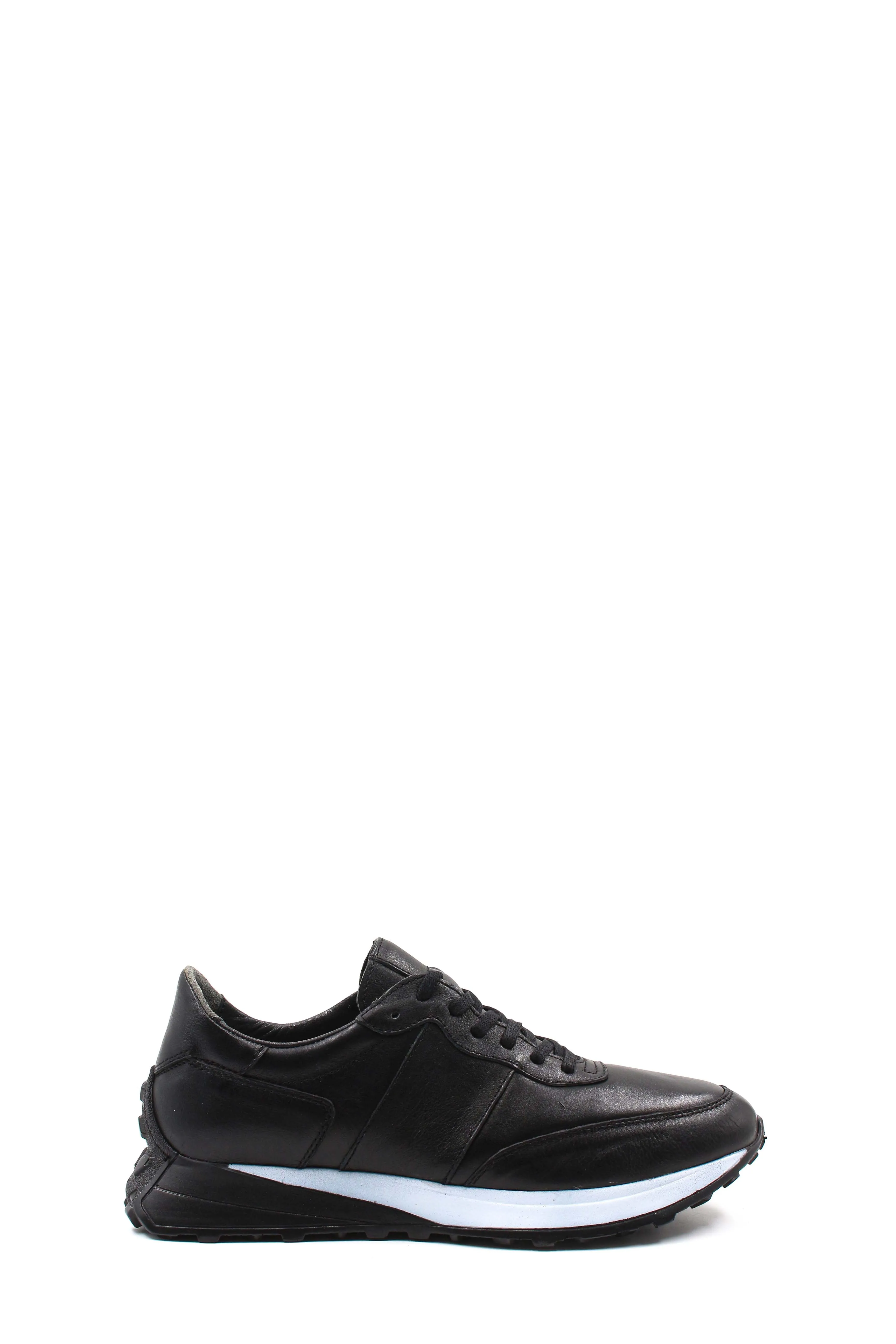 Men's Black Leather Sneakers with Cushioned Sole - Wessi sold by Wessi product image thumbnail 2