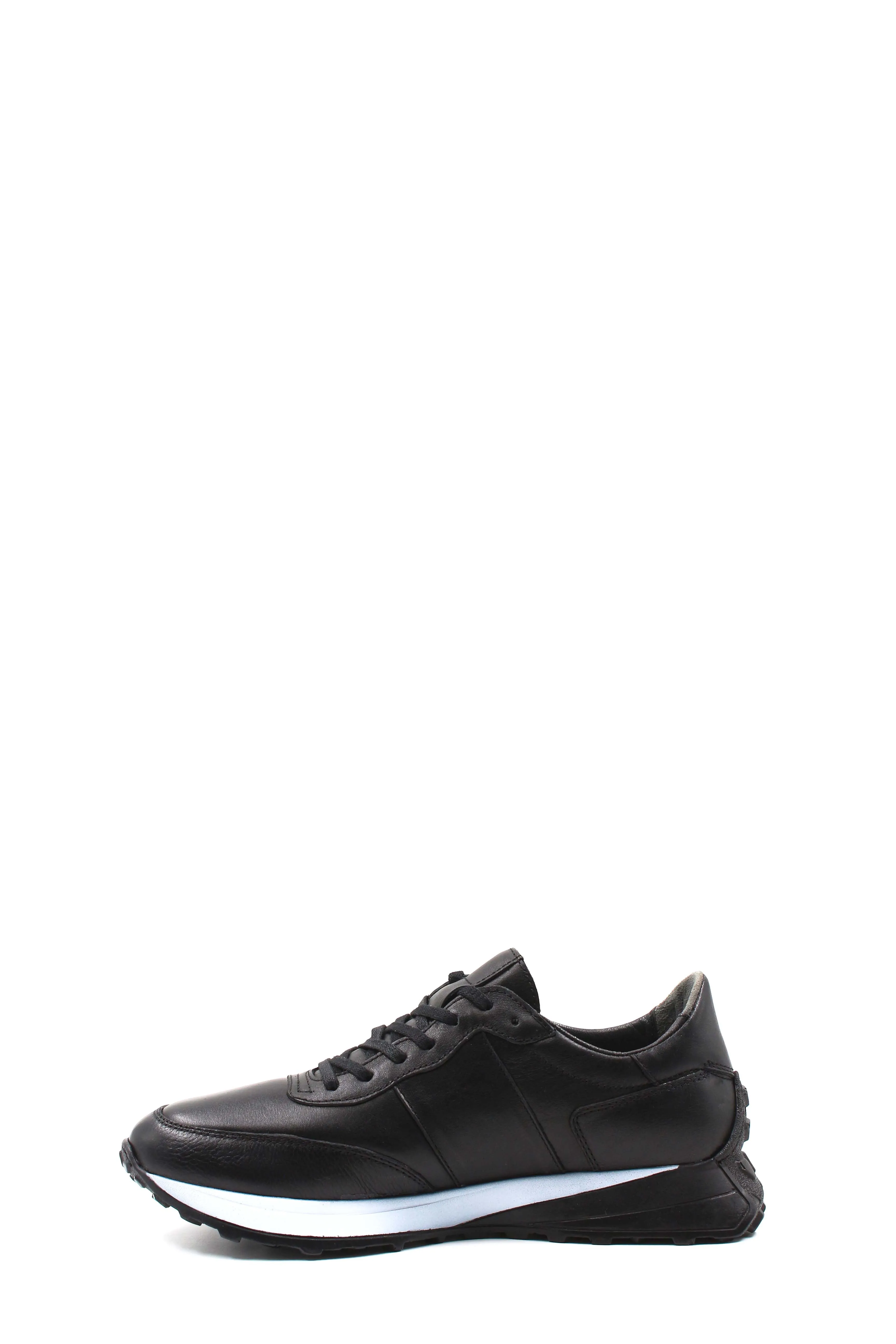 Men's Black Leather Sneakers with Cushioned Sole - Wessi sold by Wessi product image thumbnail 3