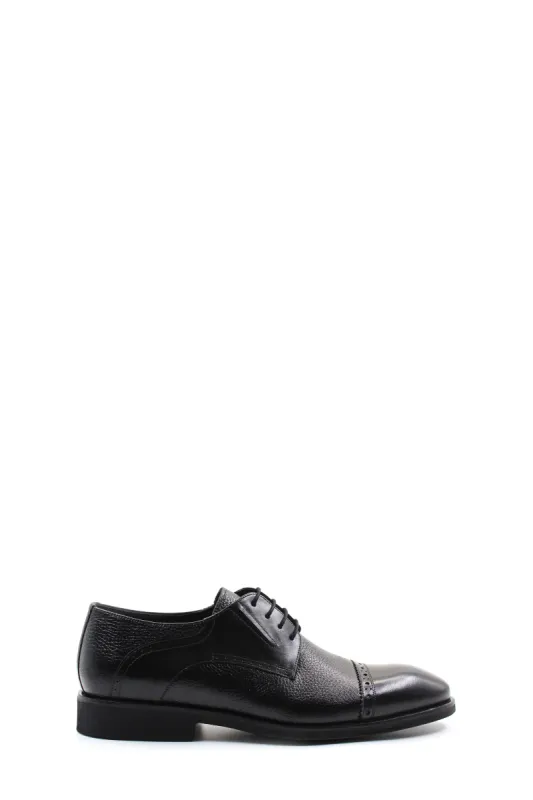 Men's Black Leather Oxford Shoes with Textured Design and Brogue Detailing - Wessi sold by Wessi