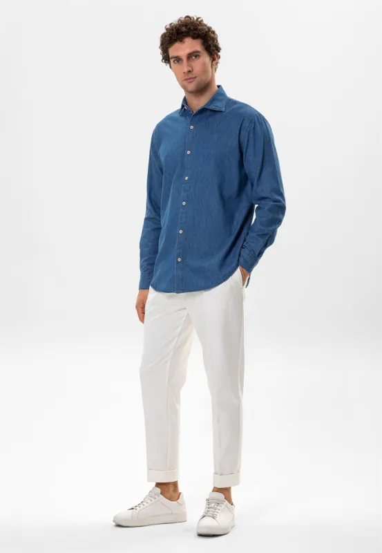 Men's Blue Regular Fit Denim  Shirt - Wessi sold by Wessi